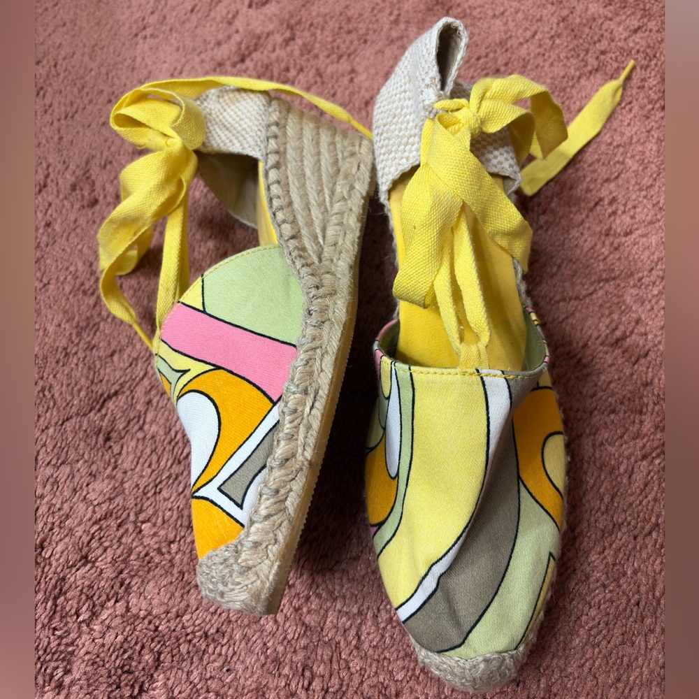 Vintage 1970s Colorful Espadrille Wedge Shoes - Picture 4 of 7